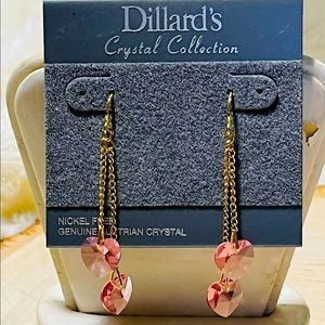 Dillards crystal collection genuine Australian crystal heart earrings NWT